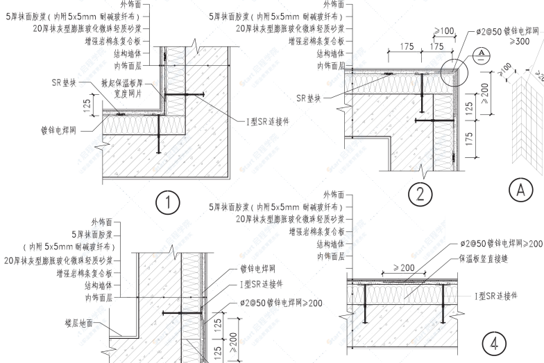 陕2019TJ049建筑保温与结构一体化现浇混凝土增强岩棉条复合板保温系统构造图集