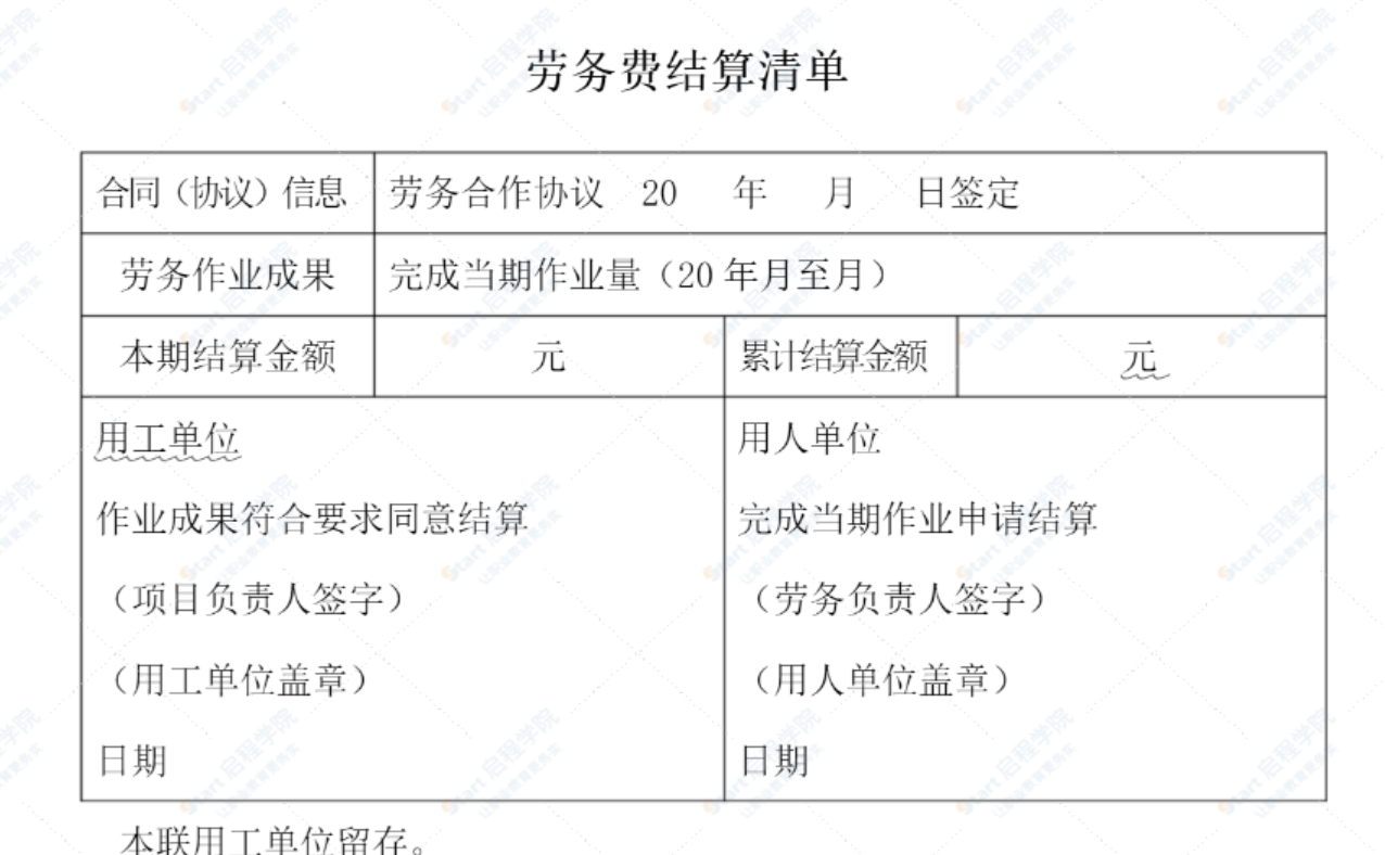 建筑工程劳务费结算清单