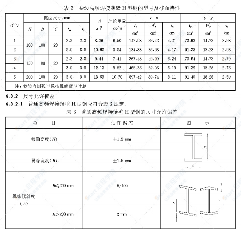 JG/T137-2001结构用高频焊接薄壁H型钢