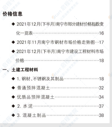 南寧市2021年12月下半月信息價(jià)