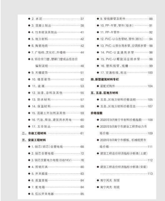 南宁市2020年9月信息价