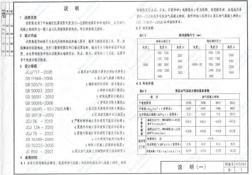 11ZJ103蒸壓加氣混凝土砌塊墻體建筑構(gòu)造