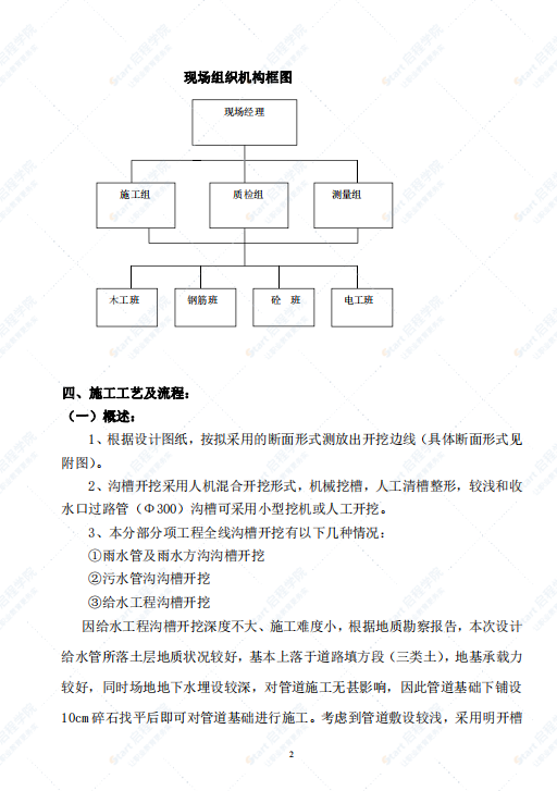 给排水沟槽开挖施工方案