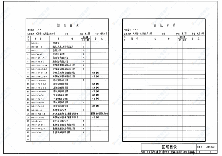 05MR102 城市道路-立体交叉施工图设计深度图样