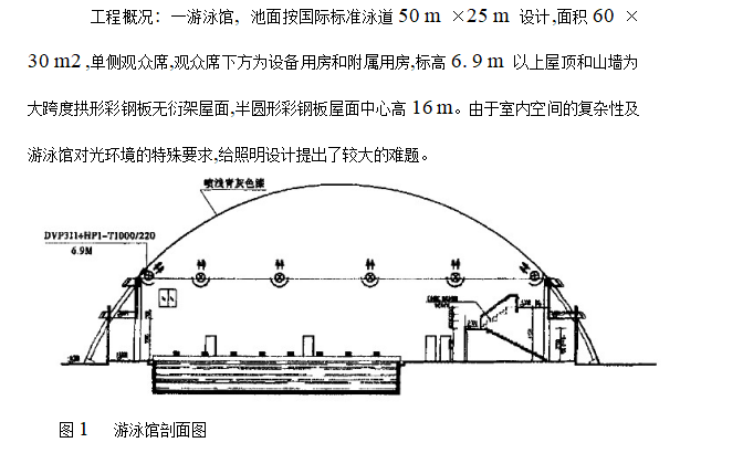 拱形彩钢板屋面游泳馆照明工程施工方案