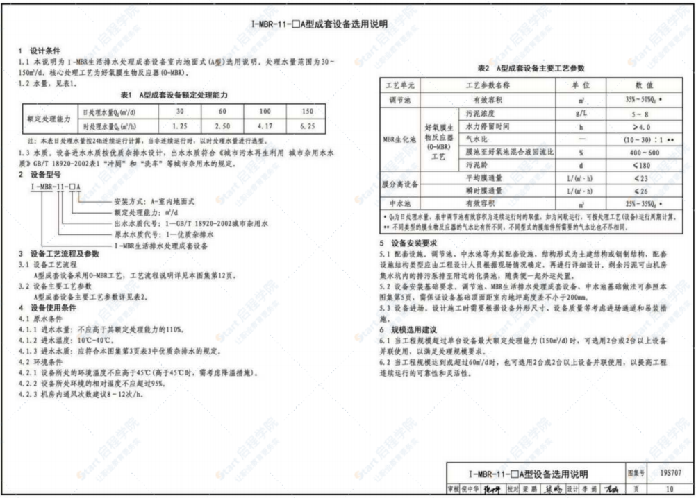 19S707小型生活排水处理成套设备选用与安装