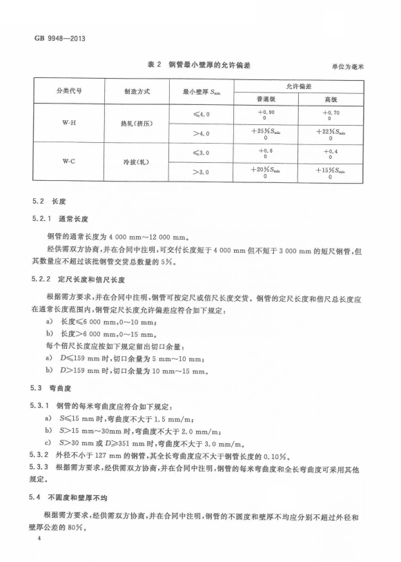 GB 9948-2013 石油裂化用无缝钢管