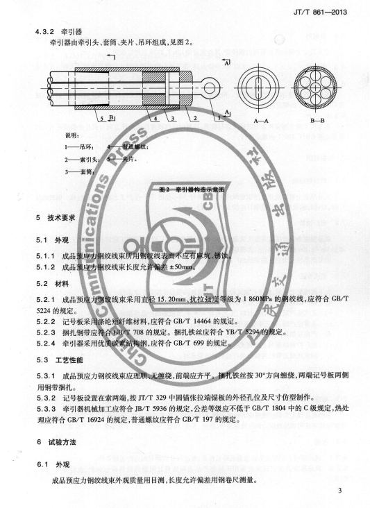 JT/T 861-2013 桥梁成品预应力钢绞线束