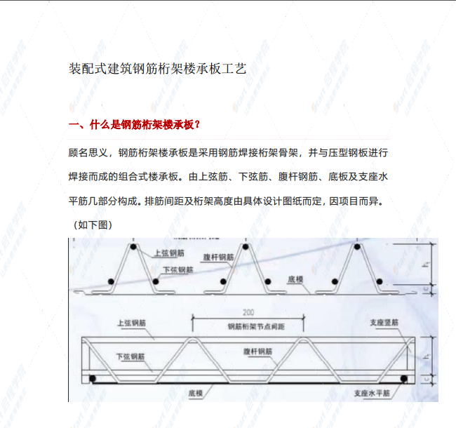 装配式建筑钢筋桁架楼承板工艺
