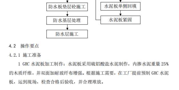 某項目GRC水泥板代替磚胎膜施工組織設計