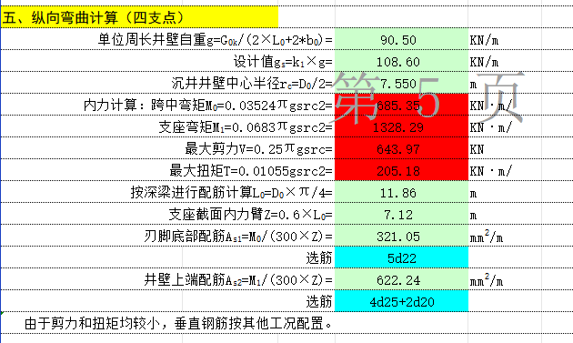 矩形沉井计算表格