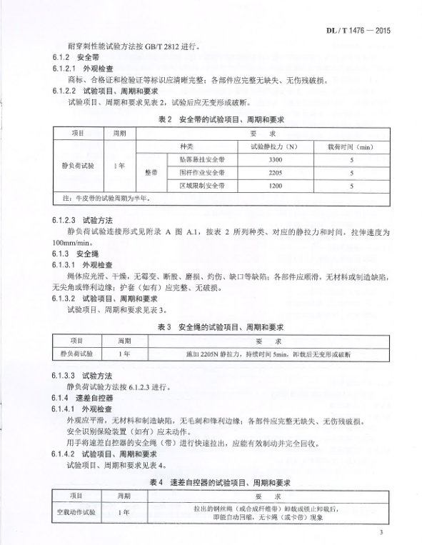 DLT-1476-2015-電力安全工器具預(yù)防性試驗規(guī)程