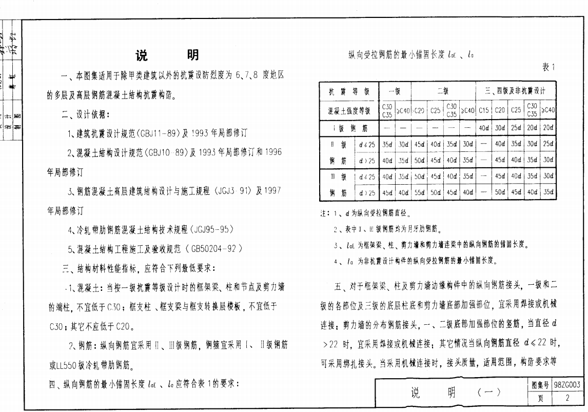 98ZG003 多層及高層鋼筋砼結(jié)構(gòu)抗震構(gòu)造