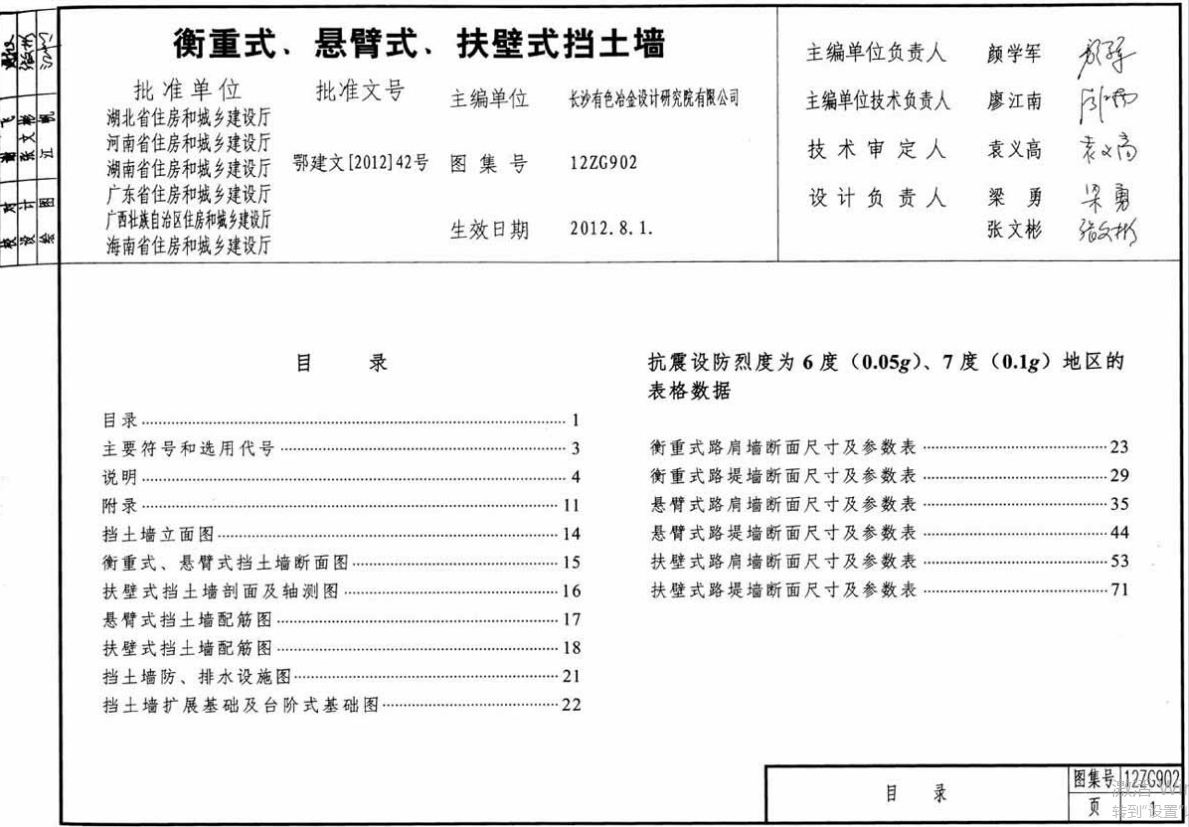 中南標(biāo)_12ZG902_衡重式_懸臂式_扶壁式擋土墻