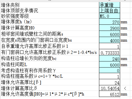 高厚比驗算表