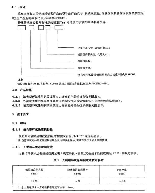 JT/T803-2011 填充型環(huán)氧涂層鋼絞線預(yù)應(yīng)力錨索