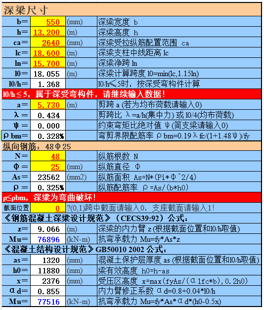 抗彎-深梁和短梁承載力計(jì)算