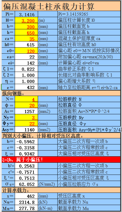 抗壓-偏壓-混凝土柱承載力計算