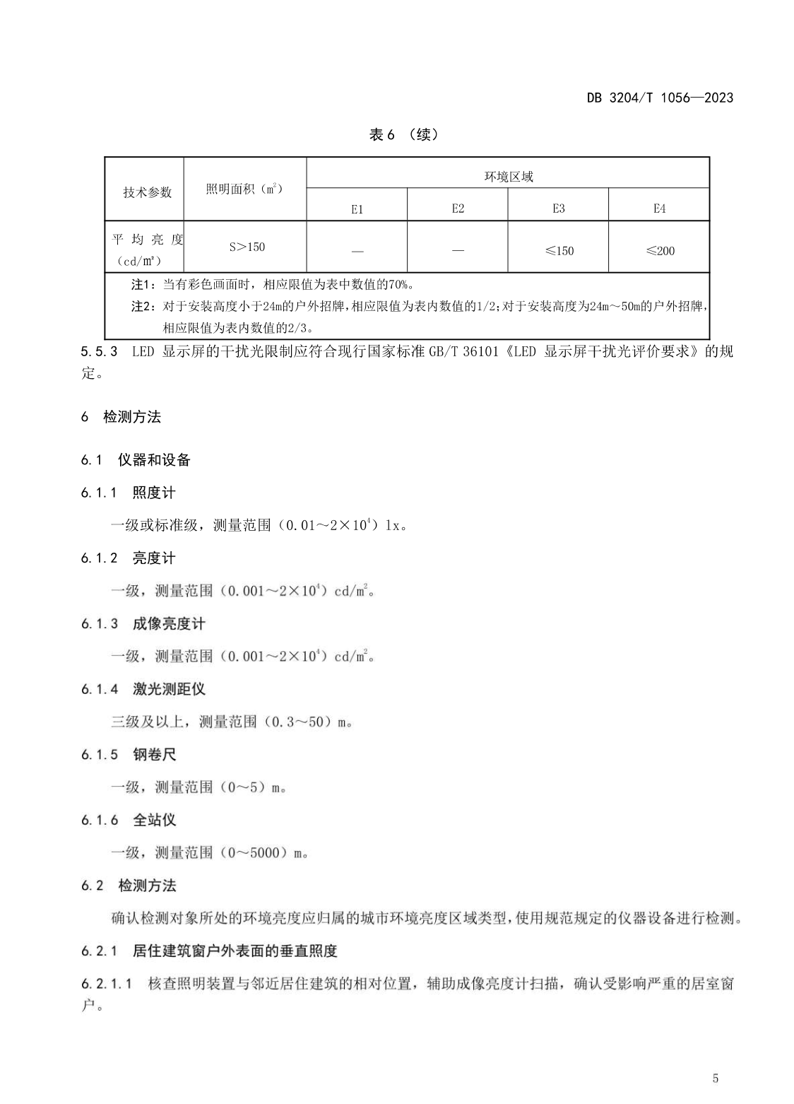 DB3204T1056-2023建筑室外光污染限值及檢測(cè)方法