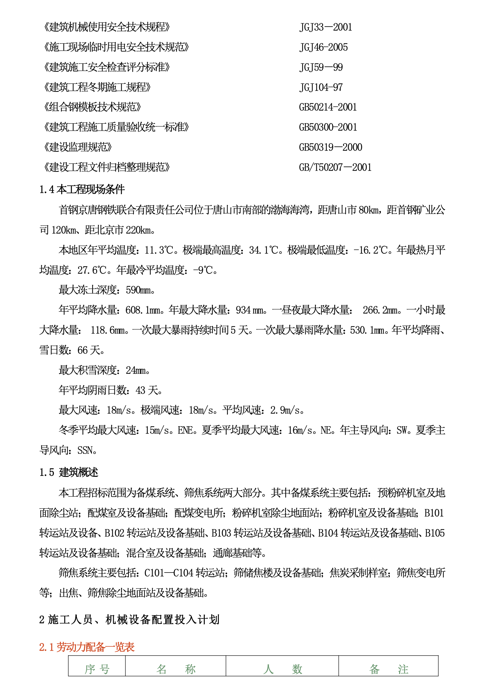 首鋼京唐鋼鐵焦化系統(tǒng)施工組織設(shè)計(jì)