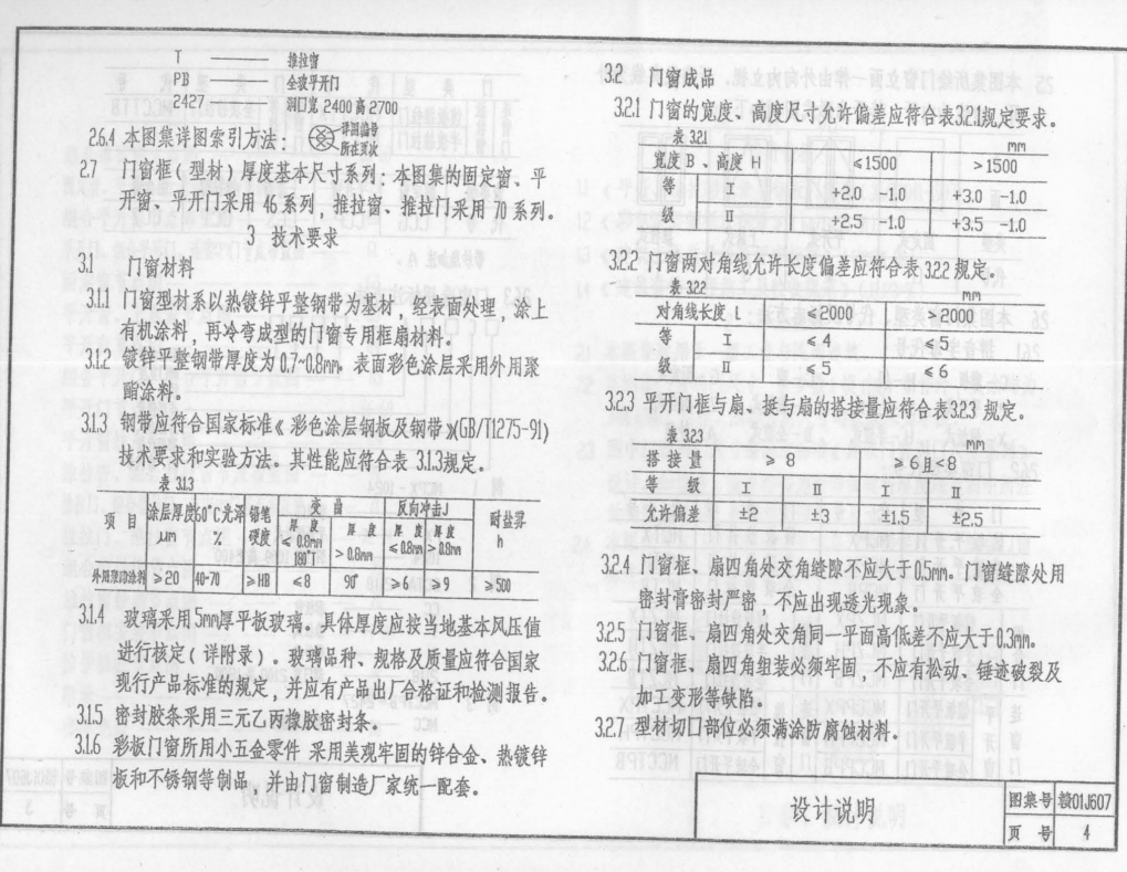 贛01J607 彩色涂層鋼板門窗圖集