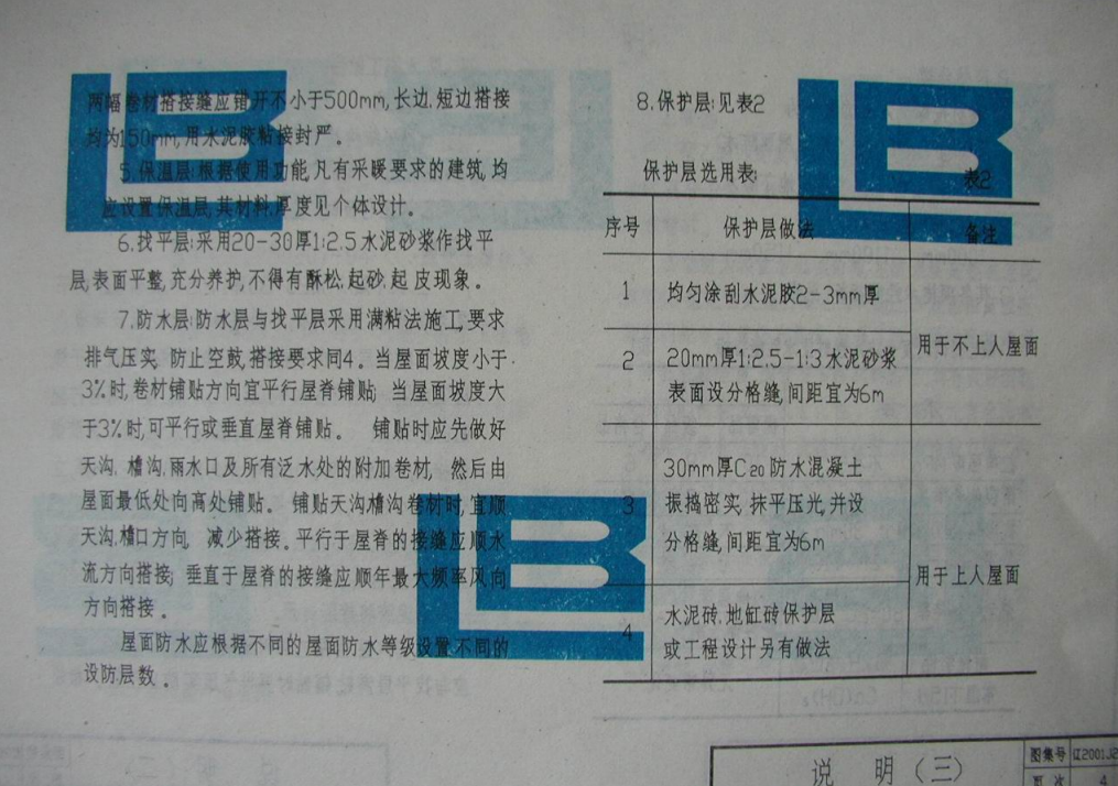 遼2001J202 聚乙烯丙綸復(fù)合卷材防水構(gòu)造