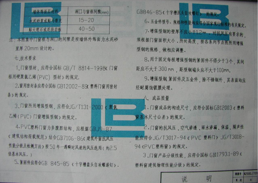 遼2001J709 PVC塑料門窗(歐美式)