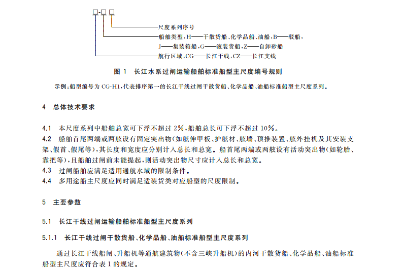 GB38030.1-2019內(nèi)河過閘運輸船舶標(biāo)準(zhǔn)船型主尺度系列第1部分：長江水系