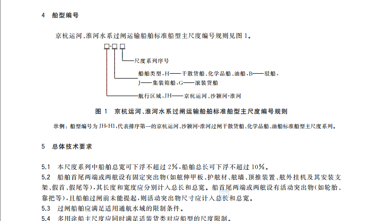 GB38030.2-2019內(nèi)河過閘運輸船舶標(biāo)準(zhǔn)船型主尺度系列第2部分：京杭運河,、淮河水系