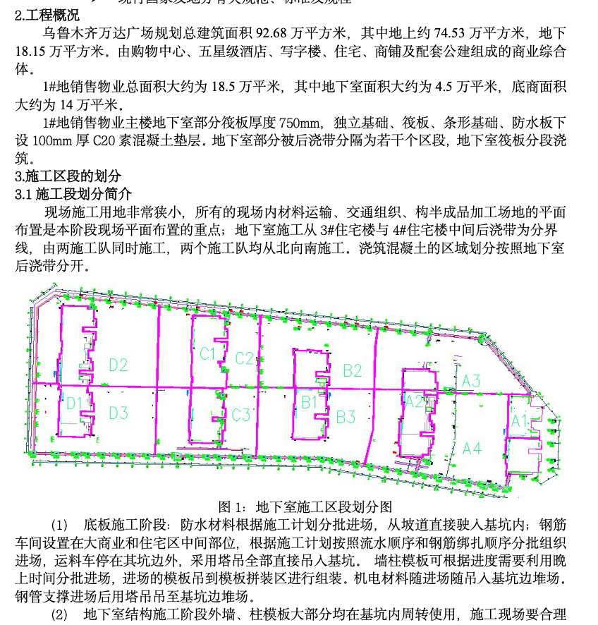 大型商場地下室施工方案