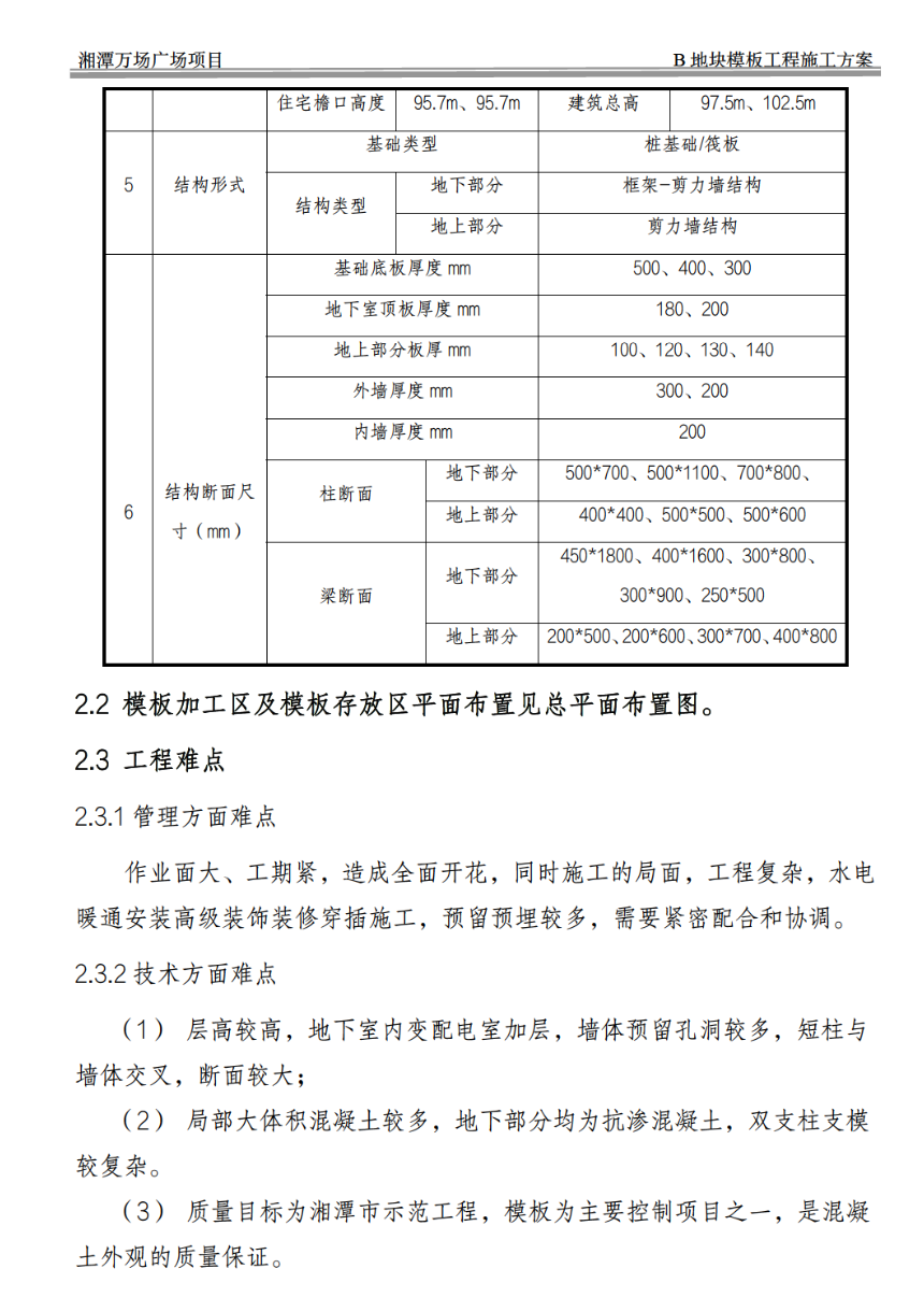 大型商住綜合體關(guān)于模板施工的方案