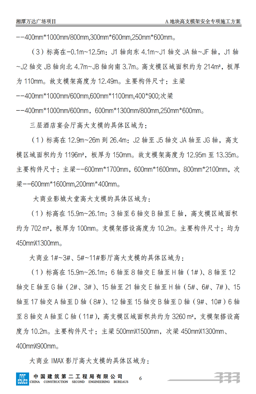 萬達商場A地塊酒店高大支模專項施工方案