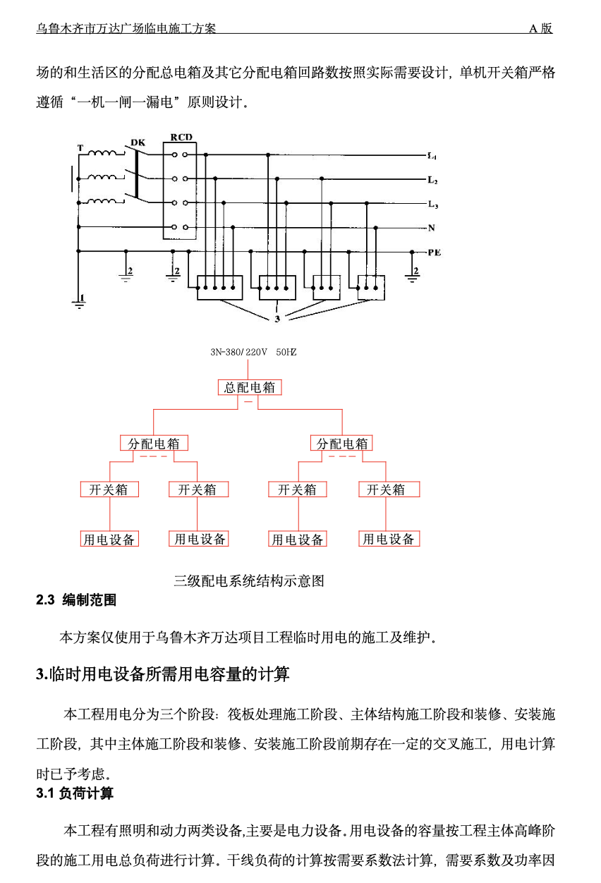 烏魯木齊萬達廣場臨電專項施工方案