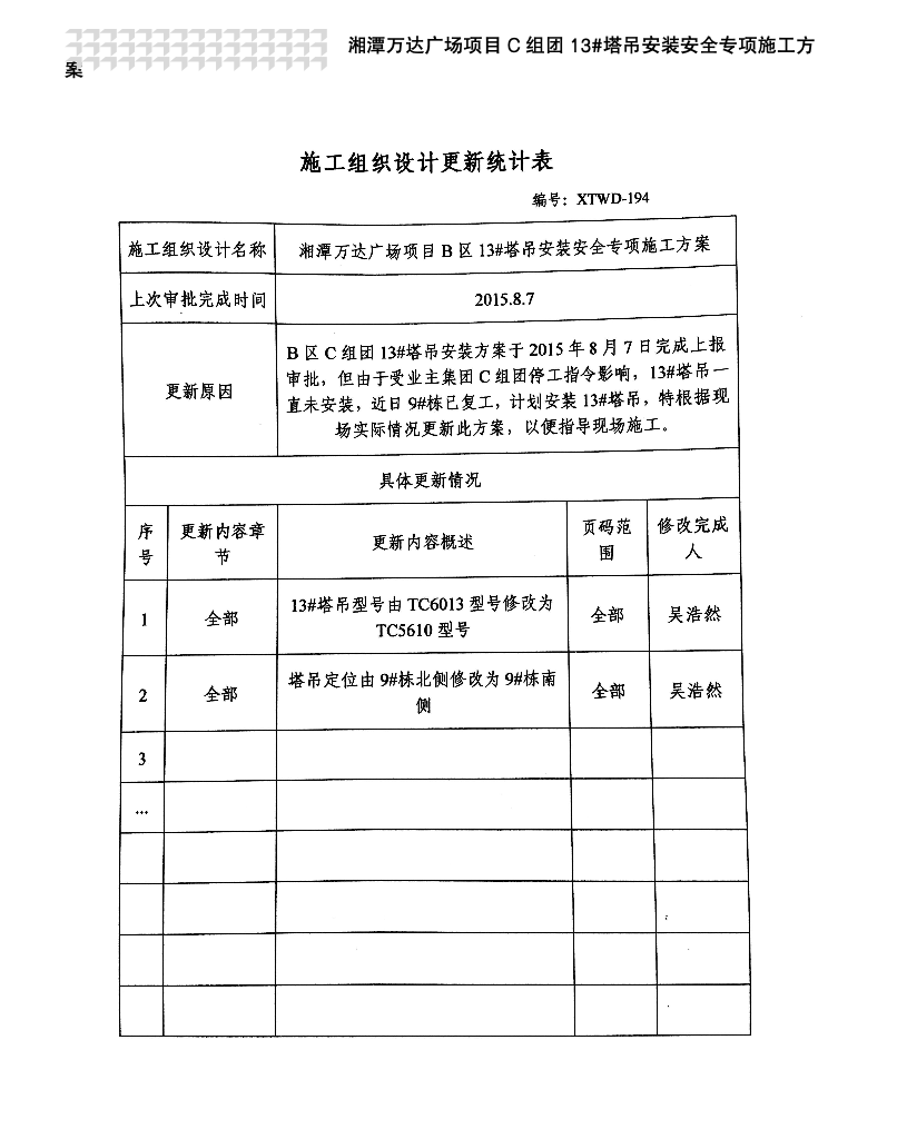 湘潭万达广场项目C组团13#塔吊安装安全的专项施工方案