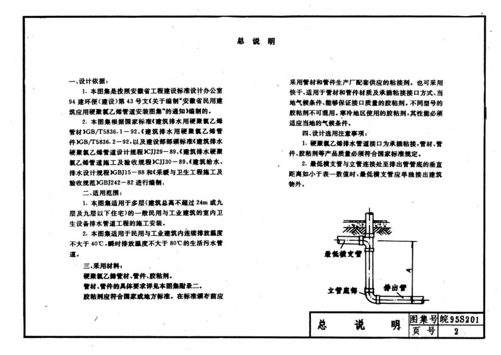 皖95S201 硬聚氯乙烯排水管安裝圖集