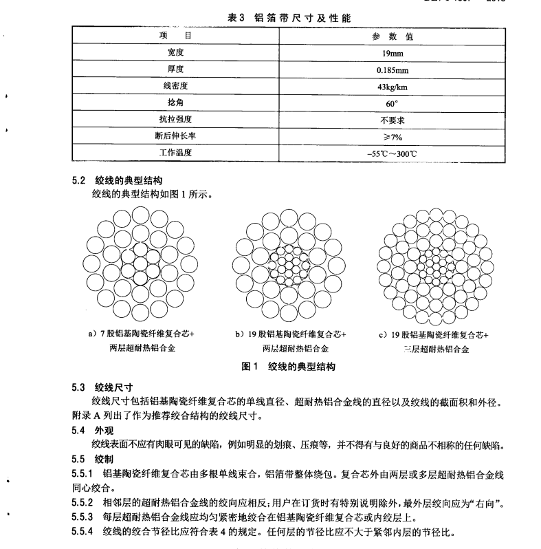 DL∕T 1307-2013 鋁基陶瓷纖維復合芯超耐熱鋁合金絞線