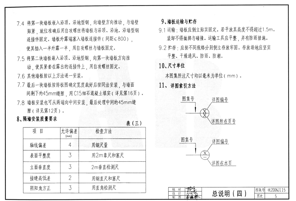 皖2006J115 外墻外保溫系統(tǒng)構(gòu)造圖集(二) HL復(fù)合輕質(zhì)保溫內(nèi)隔墻板