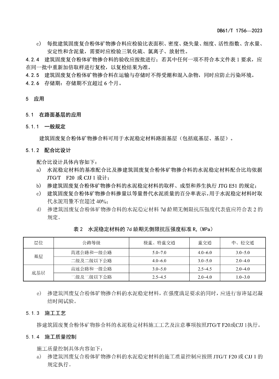 DB61T1756-2023建筑固廢復(fù)合粉體礦物摻合料應(yīng)用技術(shù)規(guī)程