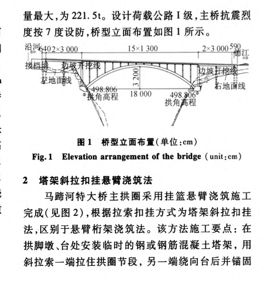 大跨度鋼筋混凝土拱橋斜拉扣掛法懸臂澆筑施工關(guān)鍵技術(shù)