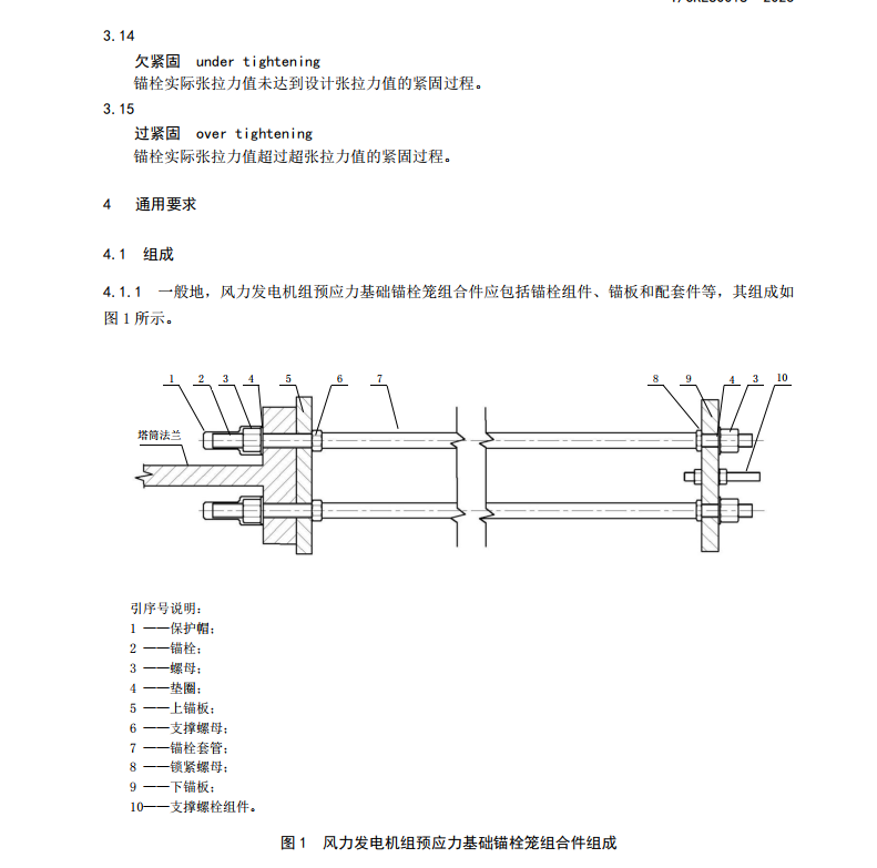 T∕CRES 0018-2023 風(fēng)力發(fā)電機(jī)組 預(yù)應(yīng)力基礎(chǔ)錨栓籠組合件技術(shù)規(guī)范