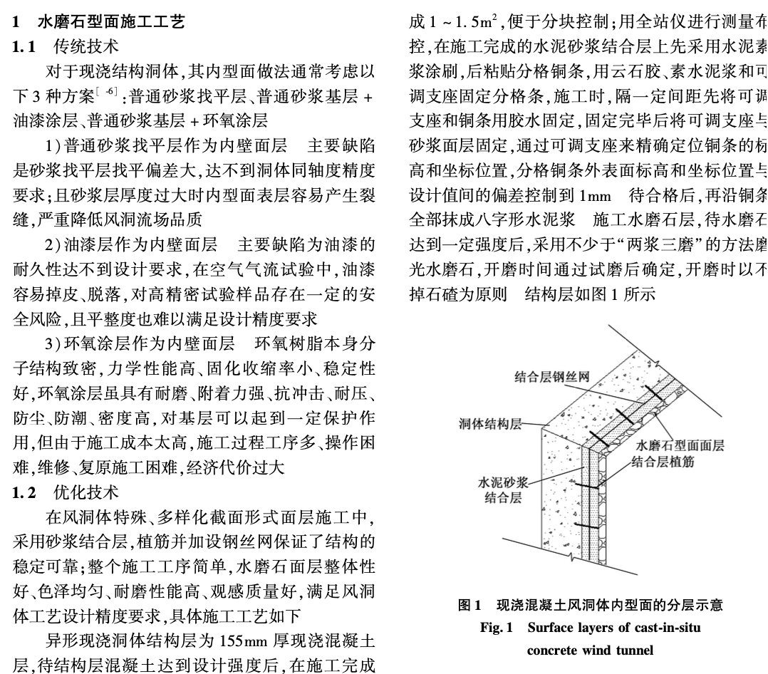 風(fēng)洞內(nèi)型面頂面水磨石施工工藝和抗拉試驗研究