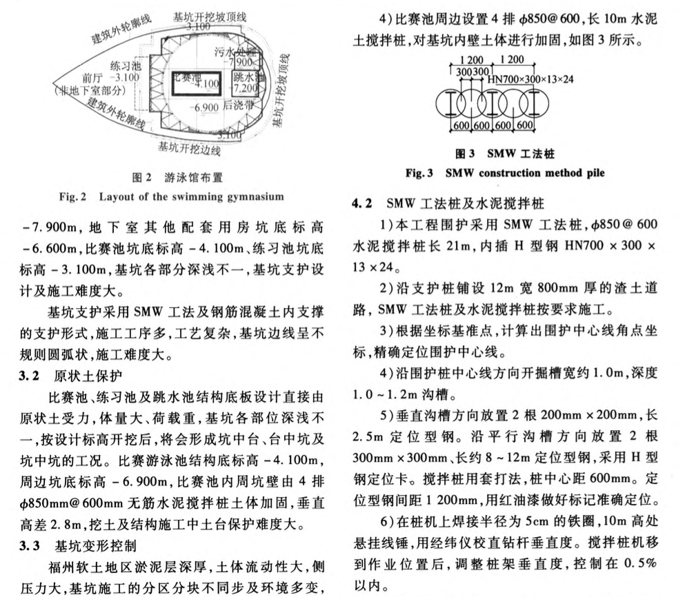 福州海峡奥体中心游泳馆深基坑的综合施工技术