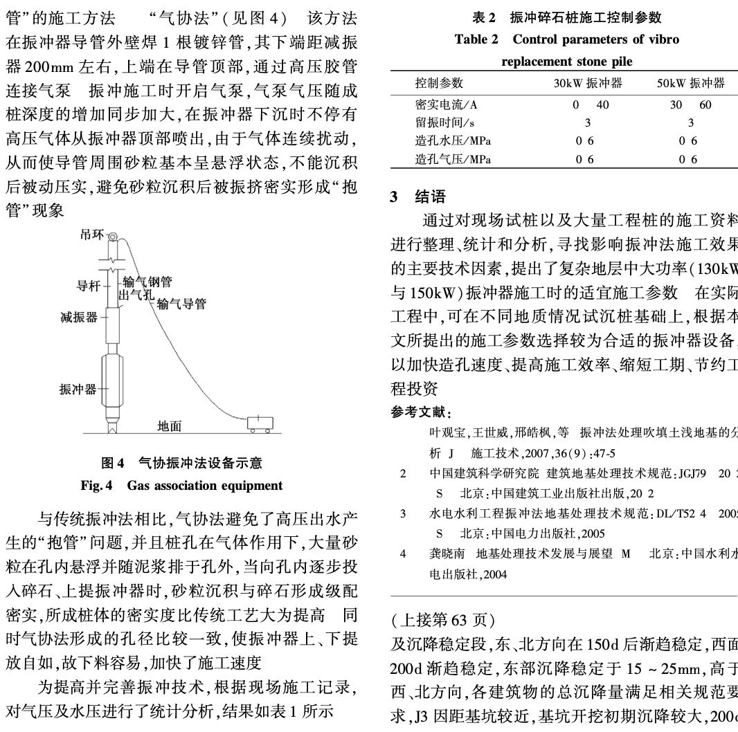 复杂地层中大功率振冲碎石桩施工的参数分析