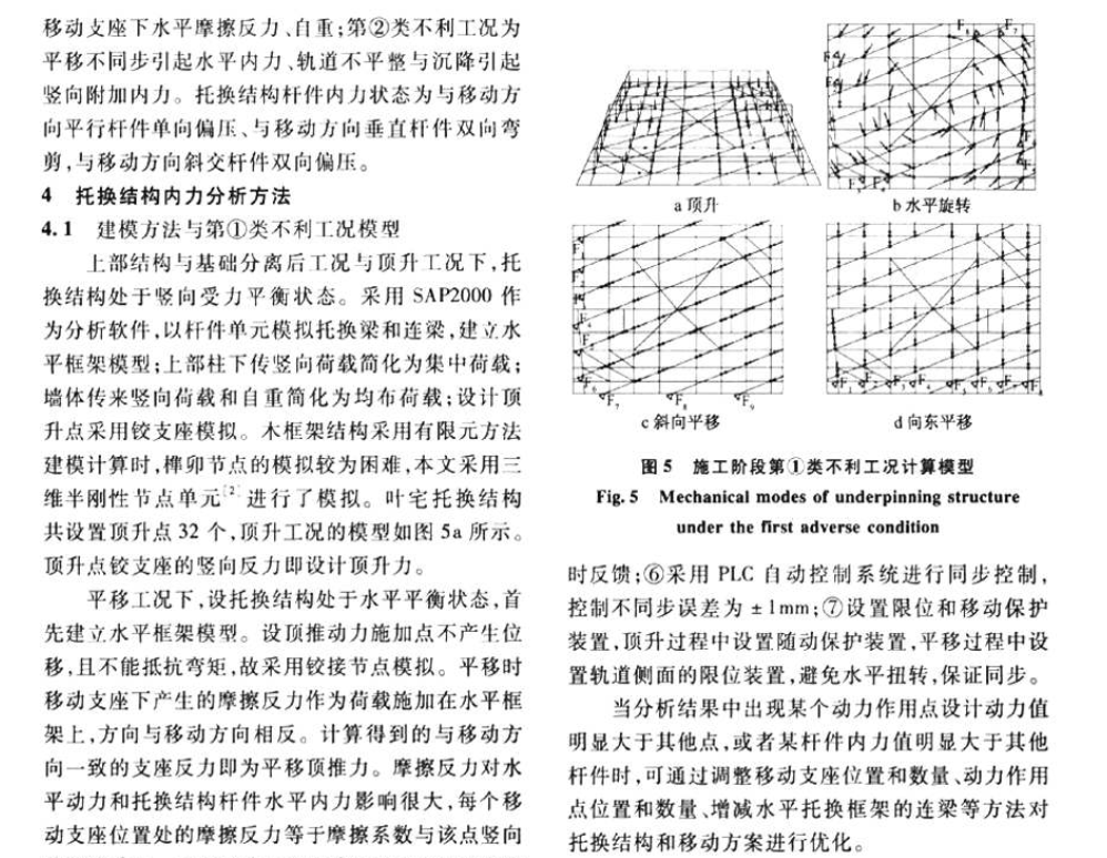 復雜移位工程托換結構施工不利工況的內力分析