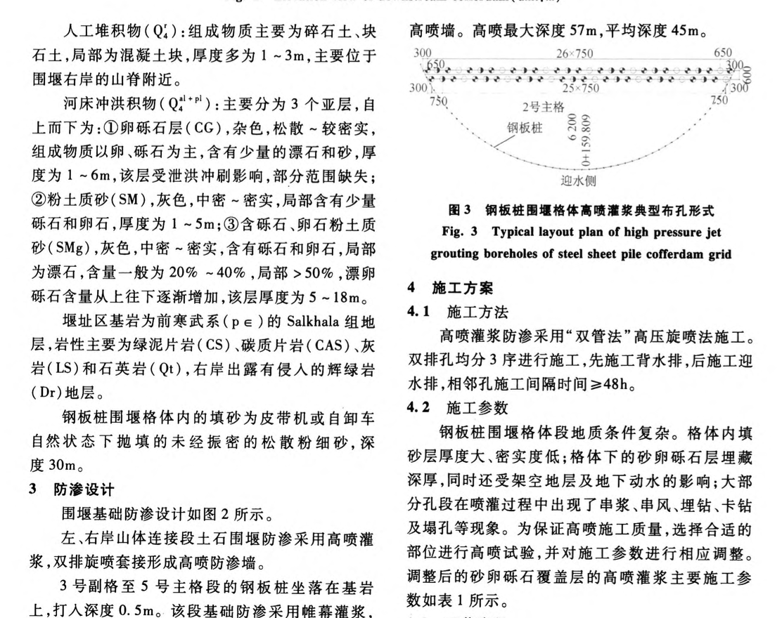 鋼板樁圍堰深填砂層高壓旋噴防滲墻施工技術(shù)