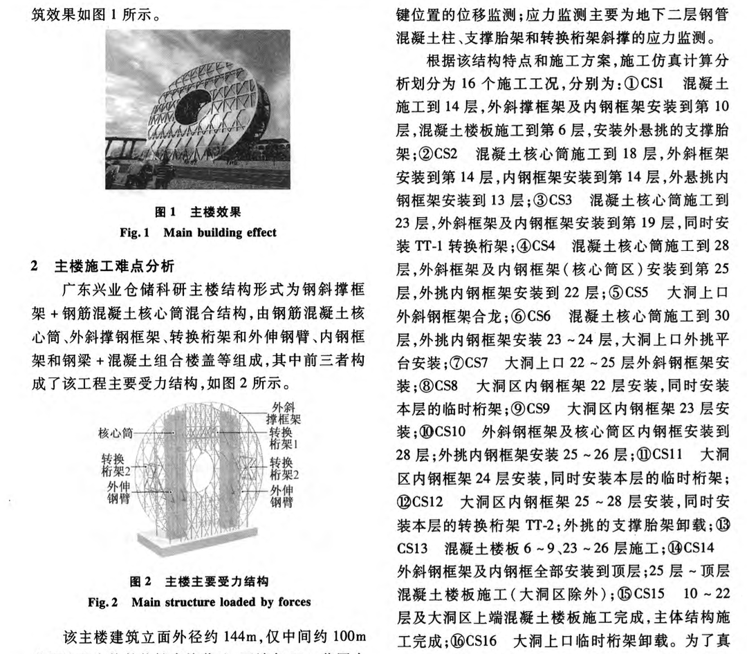 廣東興業(yè)國際倉儲科研主樓施工監(jiān)測和分析