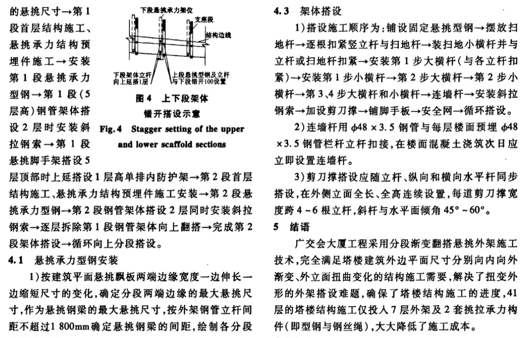 廣交會(huì)大廈分段漸變翻搭懸挑外架的施工技術(shù)