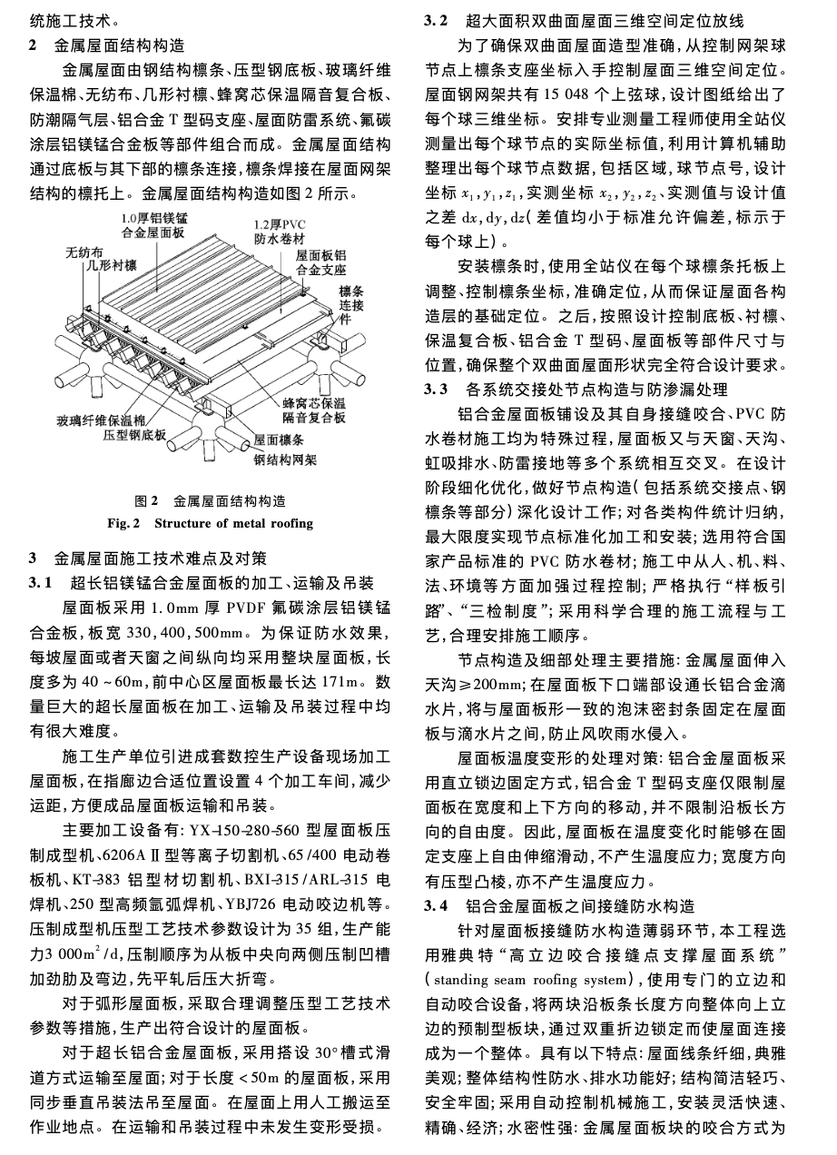 某新机场航站楼超大面积双曲面金属屋面施工技术