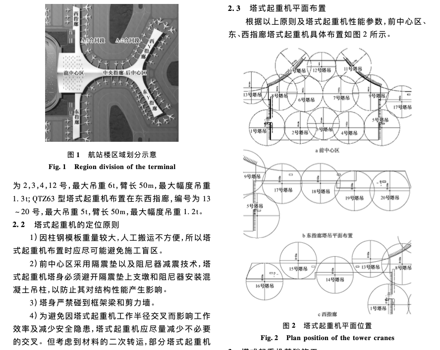 某新机场航站楼多台大型塔式起重机安装与作业技术