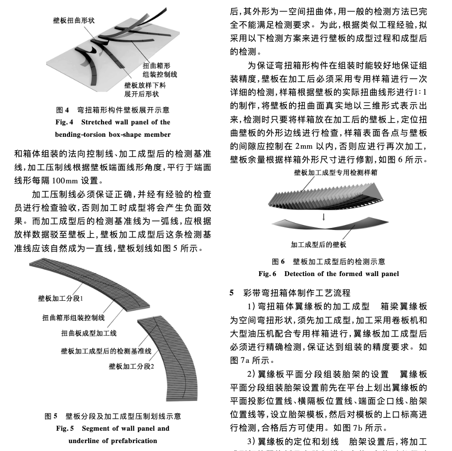 某新机场航站楼钢彩带空间弯扭箱体构件制作技术